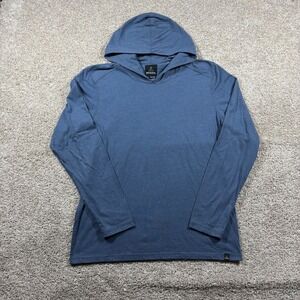 prAna Mens Blue Heather Lightweight Long Sleeve Hooded Shirt Large M21181338